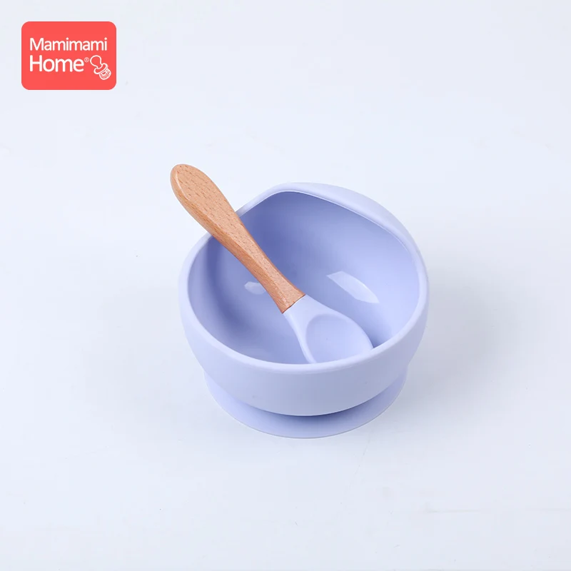 blue Детская силиконовая миска, набор посуды, ложка для еды, силиконовая посуда для еды, посуда для детей на присоске, фиксирующая чашка, детские товары, игрушка - Цвет: blue
