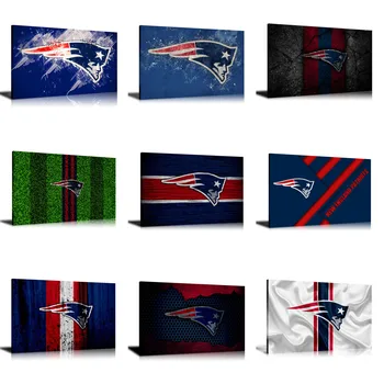 

HD Print Football Sports Team Flags Oil Painting Home Decor Wall Art on Canvas New England Patriots Living Room Decoration