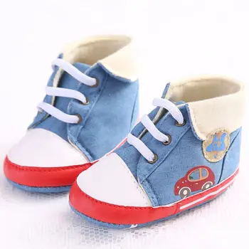 

Spring Autumn Baby Anti-Slip Soft Sole First Walkers Cartoon Car High Heel Lace-Up Shoes sneaker