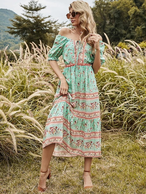 2022 Boho Dress Maxi는 여름의 화사함을 담은 히피 스타일 드레스.