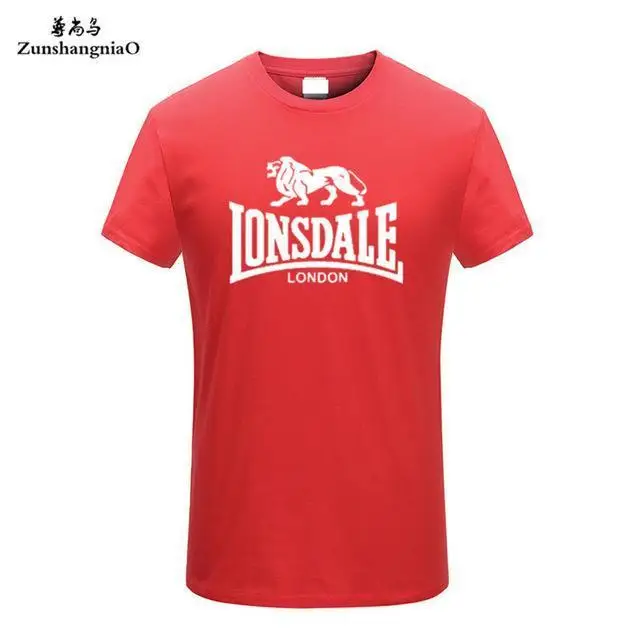 Летние футболки из хлопка, Забавные футболки с коротким рукавом, мужские Модные брендовые футболки с принтом LONSDALE для женщин и мужчин - Цвет: Red-B