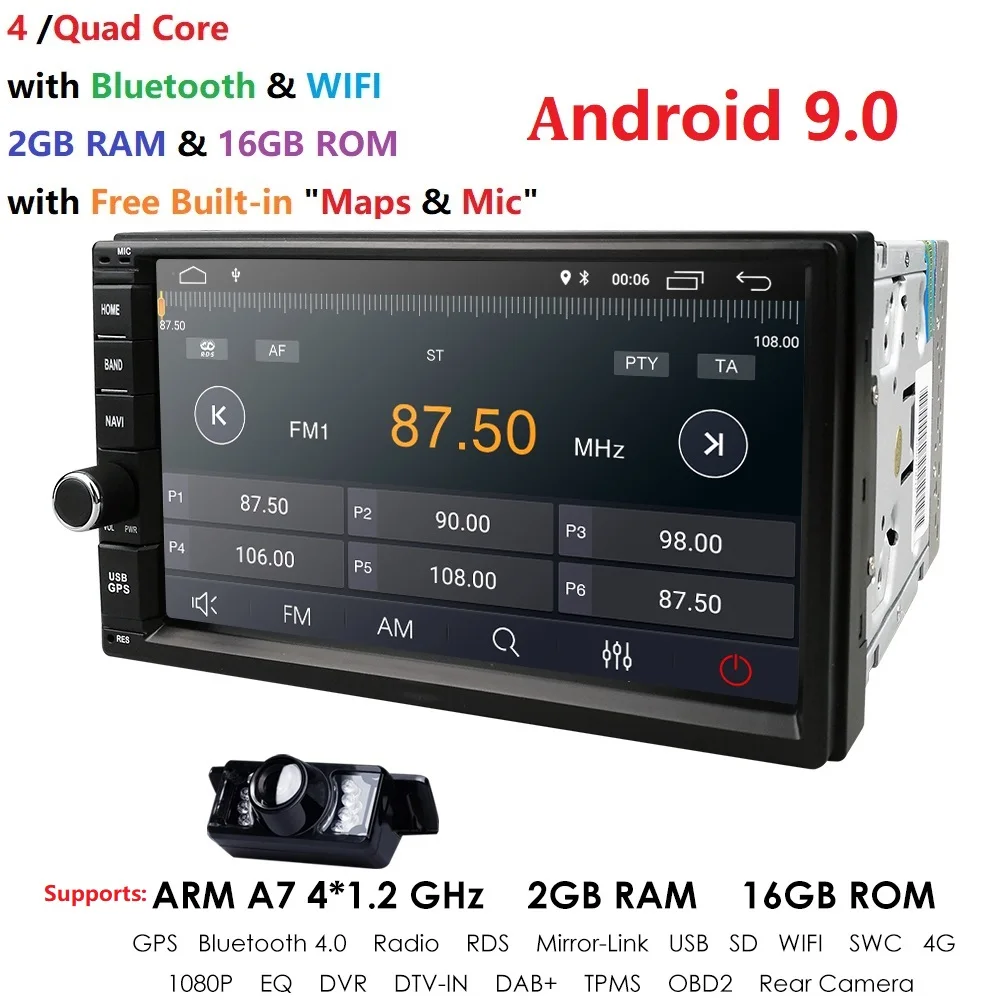 Excellent Hizpo 2 DIN  7inch Android 9.0 Touchscreen Car Multimedia Player Bluetooth WiFi GPS Navigator FM Station Radio Player For Nissan 3