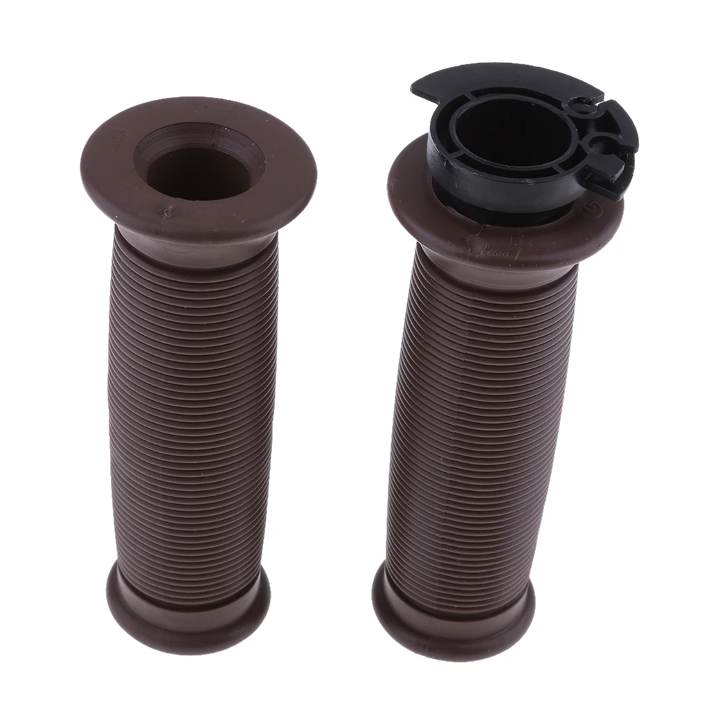 7/8'' 22mm Motorbike Handlebar Throttle Hand Grips Vintage Cafe Racer Brown for Yamaha Suzuki Kawasaki and BMW