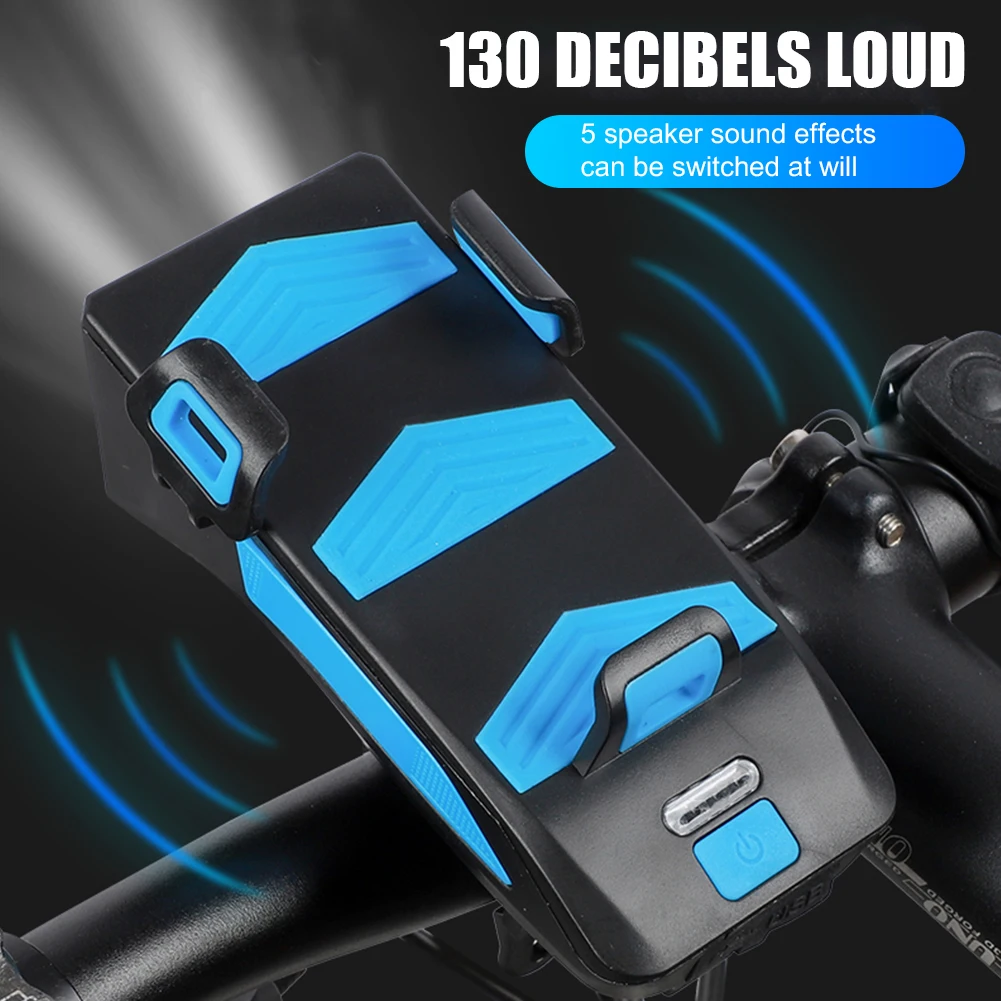 4 in 1 Bike Bicycle Phone Charging Treasure Rack Holder Speaker Headlight MTB Mountain Road Bike Mobile Phone Support Bracket