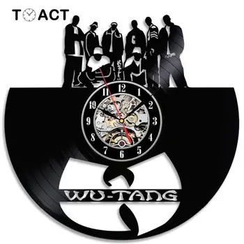 

Music Theme WU TANG CLAN HIP-HOP Band Clock Vintage Vinyl Record Wall Clock Modern DesignWall Watch Home Decor Gift for Fans