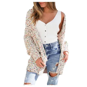 

JAYCOSIN Ladies Winter Color Point Knit Jacket Pocket Long Sleeve Loose Comfortable Jacket Wild Autumn And Winter New Products