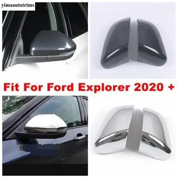 

Door Rearview Mirror Protector Overlay Shell Housing Cover Trim Fit For Ford Explorer 2020 2021 ABS Chrome / Carbon Fiber Look