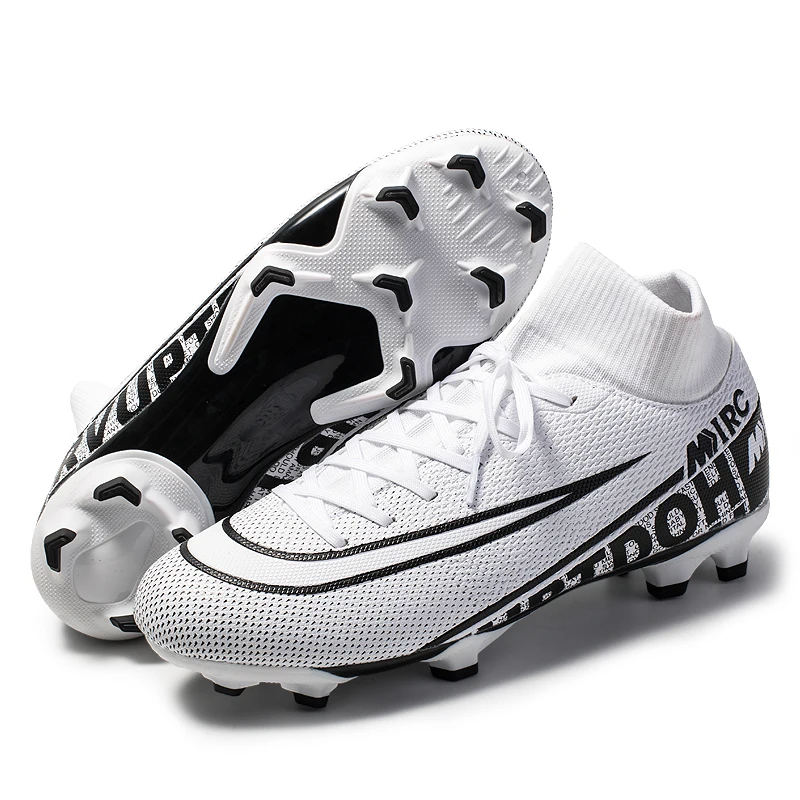 White FG Новинка, высокие футбольные бутсы для мужчин FG Flyknit Turf Futsal Superfly обувь для футбола, Бутсы TF детские спортивные кроссовки AG для женщин размер 46 - Цвет: White FG