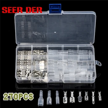 

270Pcs Insulated Male Female Wire Connector Electrical Wire Crimp Terminals 2.8/4.8/6.3mm Spade Connectors Kit