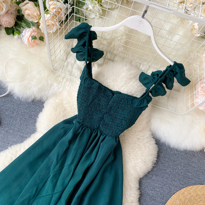 Neploe Dress Women Fashion Square Collar Spaghetti Strap Ladies Vestidos Summer 2020 Elegant Slim Waist Female Dresses 1C916