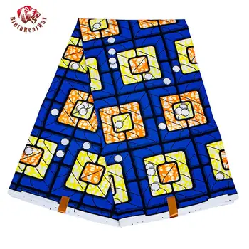 

African Fabric Polyester Geometric Patterns Ankara Sewing Farbic for Women Party Dress 6 Yards/lot Real Wax Print Fabric FP6375