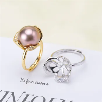 

Classic Sterling Silver 925 Adjustable Ring Accessories Women Wedding Pearl Simple Silver Zircon Ring Jewelry