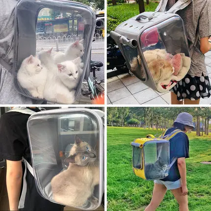 

Large Space Pet Carrier Backpack for Cats and Dogs with Mesh Ventilation Safety Strap Easy-Fit for Travel Hiking Walking