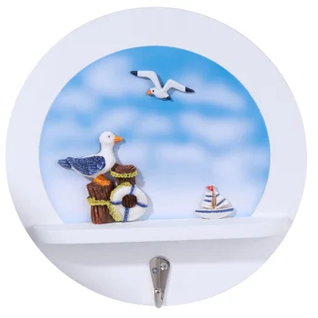 

Mediterranean Style Hooks Creative Wooden Coat Hanger Decorative Wall Hooks