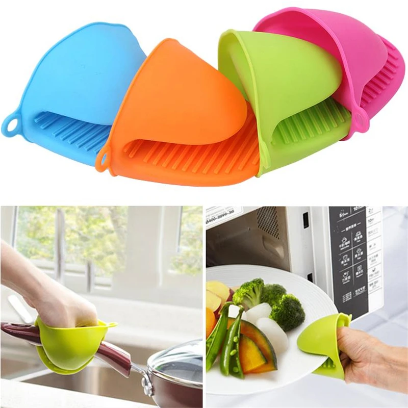 1Pcs Food Grade Kitchen silicone gloves anti-scalding non slip finger clip household Microwave Oven heat insulation Organizer