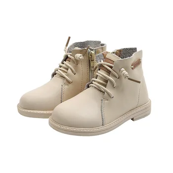 

Kids Shoes for Girl Martin Boots Autumn Solid Color Genuine Leather Boys Ankle Boots Non-slip Big Girl Shoes SX521