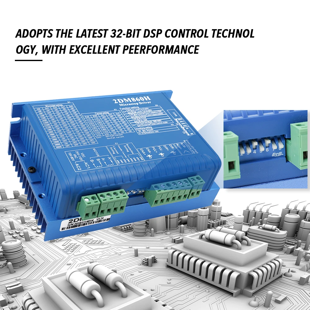 

New 2DM860H Two Phase Digital Controller Stepper Motor Microstep Driver Smooth Movement Low Noise High Speed Torque Compensation