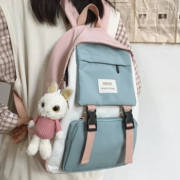 

JOYPESSIE Fashion Waterproof Backpack School Bag Kawaii Women Female Simple For Teenage Girl Nylon Men Black Travel Mochila