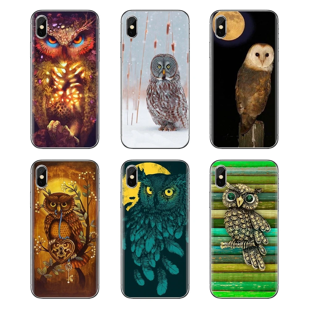 Multiple Lovely Cartoon Owls Glossy Covers For iPhone XS Max XR X 4 4S 5 5S 5C SE 6 6S 7 8 Plus Samsung Galaxy J1 J3 J5 J7 A3 A5 |