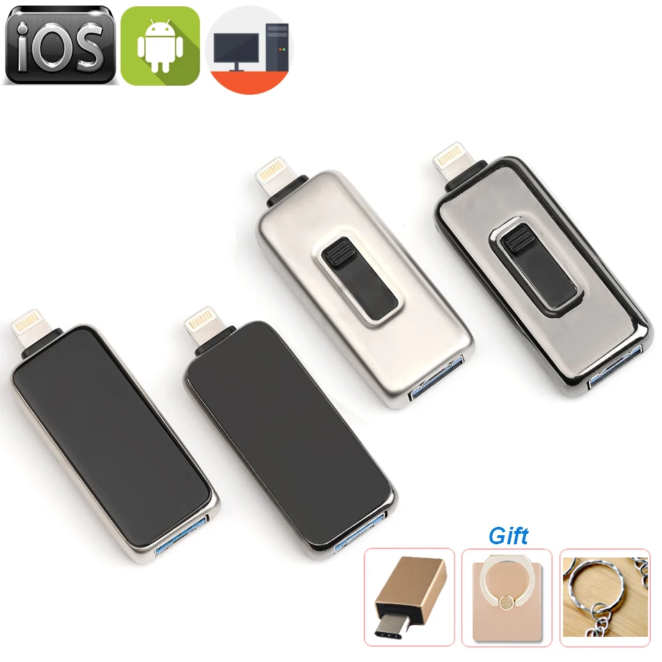 Сверхзвуковой металлический USB флеш накопитель 3 в 1 0 для iPhone X/8/7/7 Plus/6/6s/5/SE/ipad
