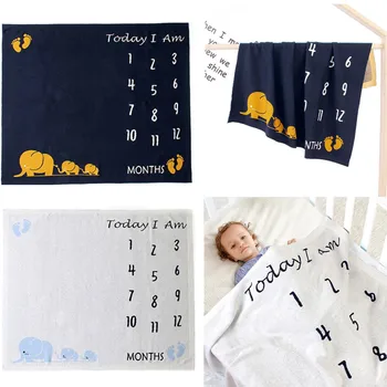 

Baby Monthly Record Growth Milestone Blanket Newborn Swaddle Wrap Photography Props Photo Creative Background Cloth Infant Gifts