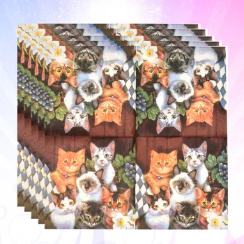 

80pcs Decorative Printed Practical Novel Disposable Cat Pattern Tissue Napkins Restaurant Hotel