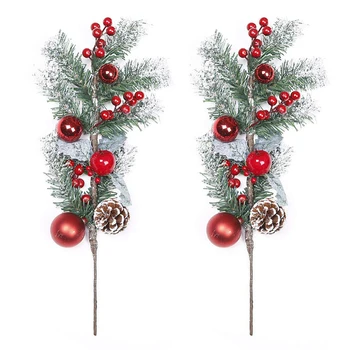 

1pc Christmas Red Berry Stems Artificial Pine Picks for Home Christmas Tree Decorations Holiday Party Festival Room Ornaments