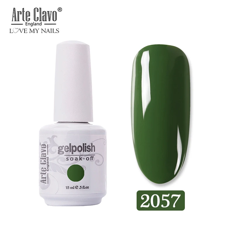 Arte Clavo 15 мл УФ гель Polishl зеленый цвет Полупостоянный УФ Led гель для ногтей замачиваемый Гибридный лак для ногтей гель лак для ногтей - Цвет: 2057