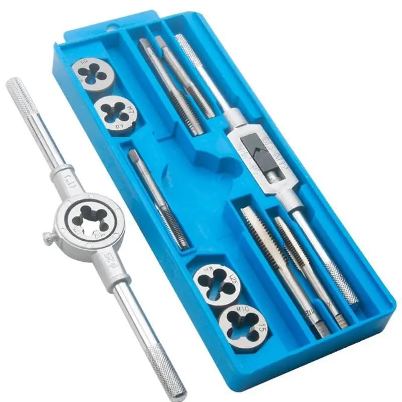 

BERENT Tap And Screw Die Suite Hand Thread Tap Hardware Tools Screw Die Drift Holder Metric Thread Tap Combination 12 Pieces