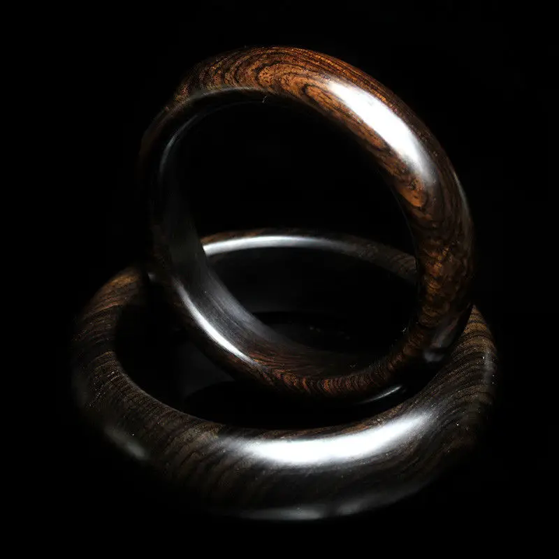 MOROW New Natural Black Sandalwood Ebony Round Charm Bangle Fashion Simple Vintage Bracelet for Women Men Birthday Party Gift (9)