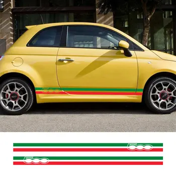 

2PCS Italian Flag Car Door Side Stripes Skirt Decals Graphics Stickers For Fiat 500 Abarth Auto Vinyl PVC Decals Car Accessories