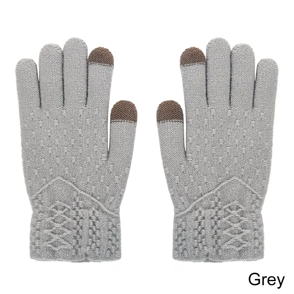 Зимние женские вязаные перчатки для сенсорного экрана теплые эластичные мужские вязаные варежки Имитация шерсти нескользящие перчатки для сенсорного экрана