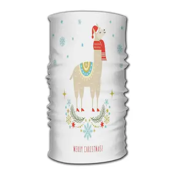 

Headband Llama in Red Scarf and Hat Greeting Card Quick Dry Microfiber Headwear Outdoor Magic Bandana As Neck Gaiter Head Wrap