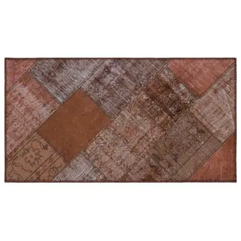 

Handmade Brown Vintage Overdyed Patchwork Area Rug 080x150 Cm-2'7''X4'11''