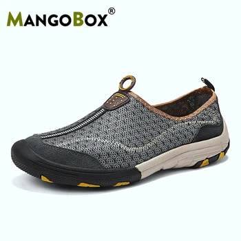 

Men's Hiking Shoes Summer Breathable Mesh Hiking Sneakers Leather Trekking Sandals for Man Quick-dry Water Shoes Climbing Sports
