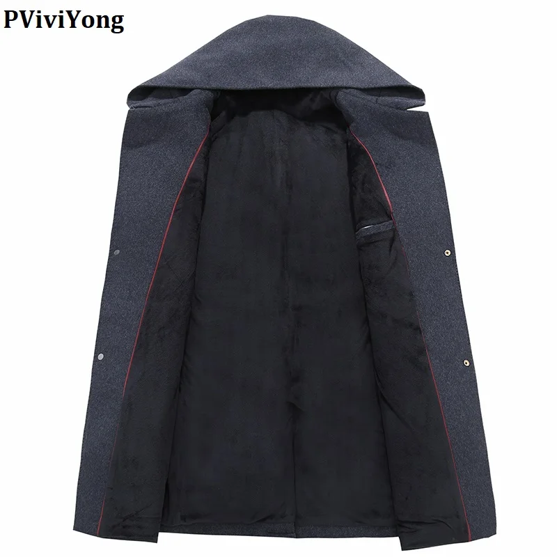 PViviYong new arrival winter high quality thicked liner wool coat men,hooded jacket men parka plus-size M-8XL 1988