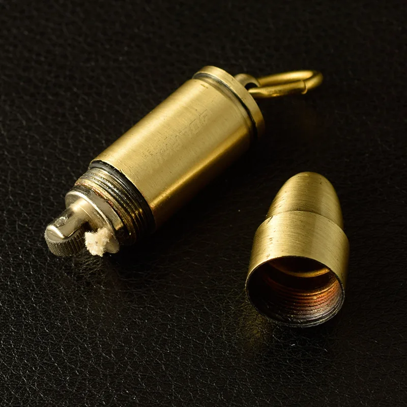 Outdoor Mini Bullet Lighters Flame Kerosene Oil Lighter Keychain Refillable Gasoline Cigar Lighters Men Gadget