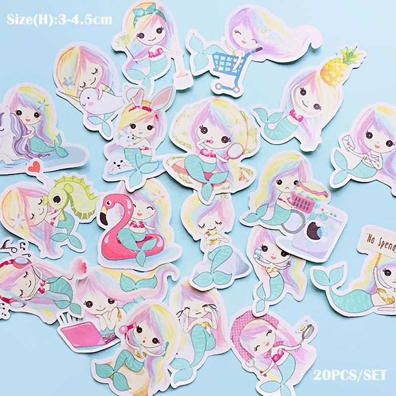 20pcs Cute Mermaid Sticker Pack DIY Craft Diary Scrapbooking Planner Kawaii Label 280pcs cute kawaii self made pretty girls scrapbooking stickers decorative sticker notebook diary welt diy craft photo albums