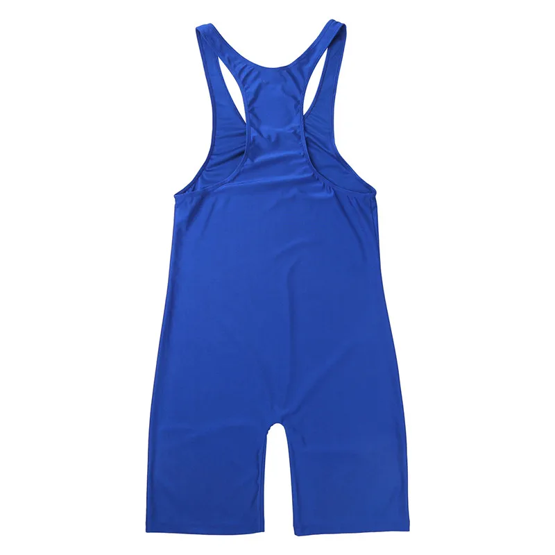 Men One-piece Sleeveless Solid Color Wrestling Singlet Boxer Briefs Tight Bodysuit Underwear Swimming Gymnastics Sports Leotard