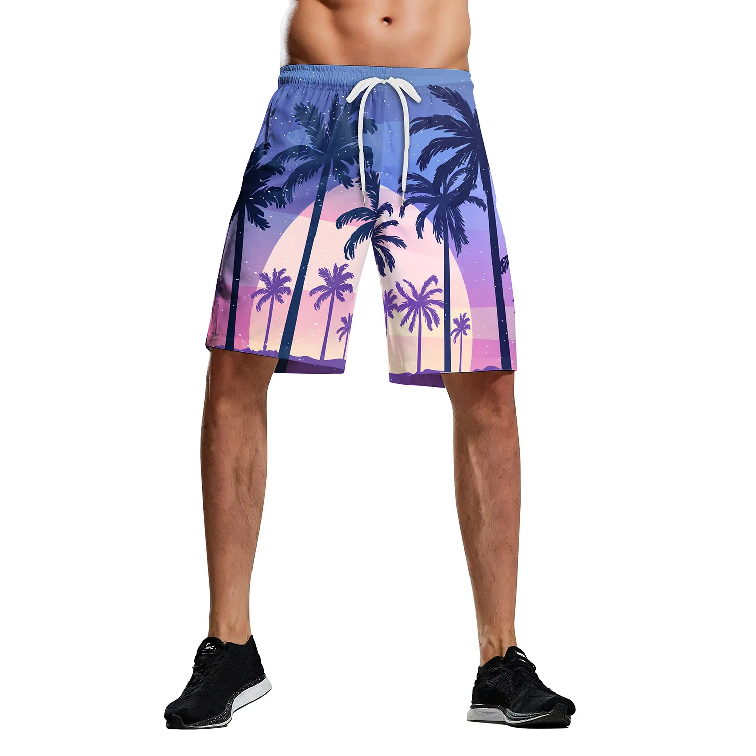 Nadanbao Summer Styles Men's Beach Trousers Swimming Trousers Coconut Tree Printed Surfing Shorts - Цвет: B134-00103