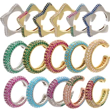 ZHUKOU 1 штука 2020 15x15 мм CZ Хрустальные манжеты для ушей C форма d/звезда форма клипсы для ушей без пирсинга Серьги для женщин модель ювелирных изделий: VE131