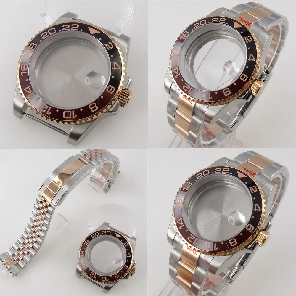 Rose Banhado a Ouro Gmt Caixa do Relógio Cristal de Safira 40 mm Pt5000 Eta2824 Nh35 Nh34 Nh36 Miyota8215 821a Dg2813 Eta2836 - Image 4