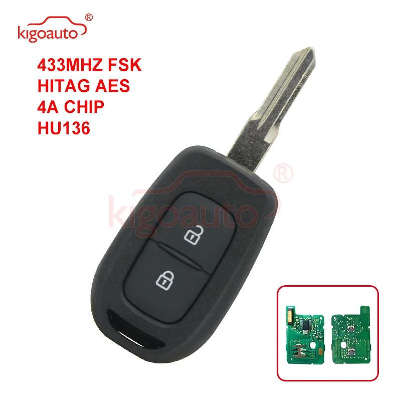 

Kigoauto Remote key 2 button 433Mhz FSK Hitag AES-4A Chip for Renault Duster Kwid Sandero Logan Clio Fluence 2013 - 2018