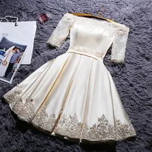 Белое коктейльное платье трапециевидной формы с коротким рукавом и круглым вырезом; Дешевое платье для вечеринки; мини-платье для свидания; Vestido de noiva