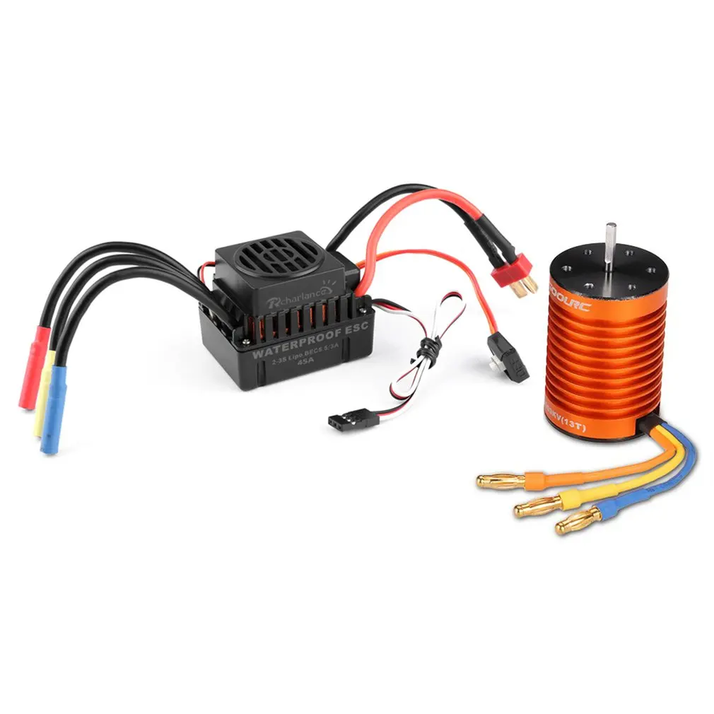 Rcharlance Mutiple protection features Brushless Power System Combo 4 Pole 3000KV Motor(5.8V/3A BEC) for 1/10 RC Car