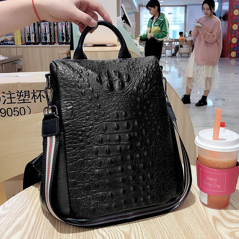 New Fashion 100% Genuine Leather Women Alligator Backpacks Luxury Brand Female Real Natural Leather Lady Girl Student Backpack 5