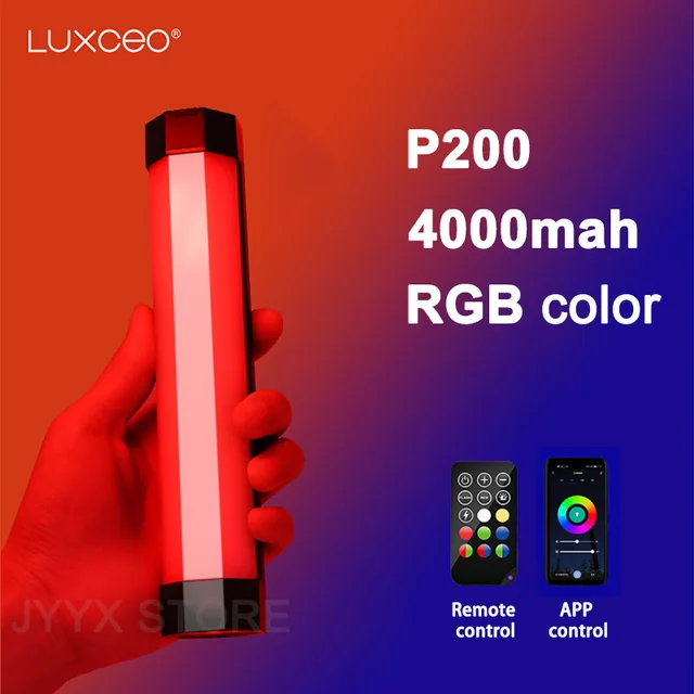 LUXCEO P200 LED Photography Light Handheld RGB Light Tube Stick Video soft Light APP Remote Control vs 6C Pavotube 1