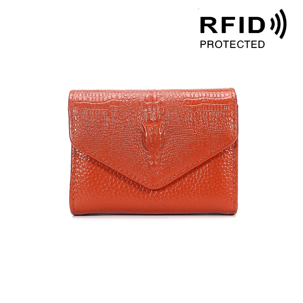 Yellowish brown Женский антиrfid ID держатель для кредитных карт Чехол кошелек крокодиловый бизнес-банк держатель для карт сумка для кредитных карт визитница - Цвет: Yellowish brown