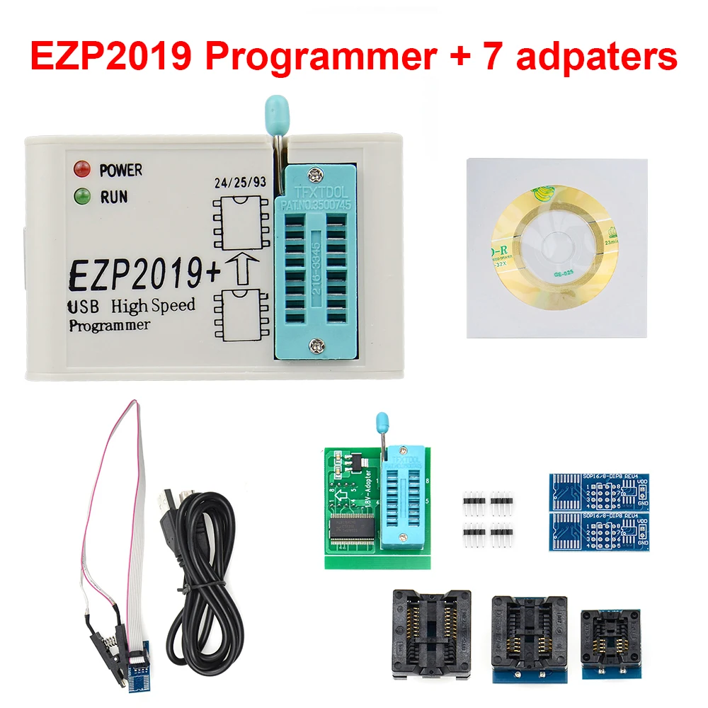 best car battery charger ezp 2019 support WIN7&8 64bit NEW EZP2019 high-speed USB SPI Programmer 24 25 93 EEPROM 25 flash bios chip EZP2019 12 adapter auto battery charger Code Readers & Scanning Tools