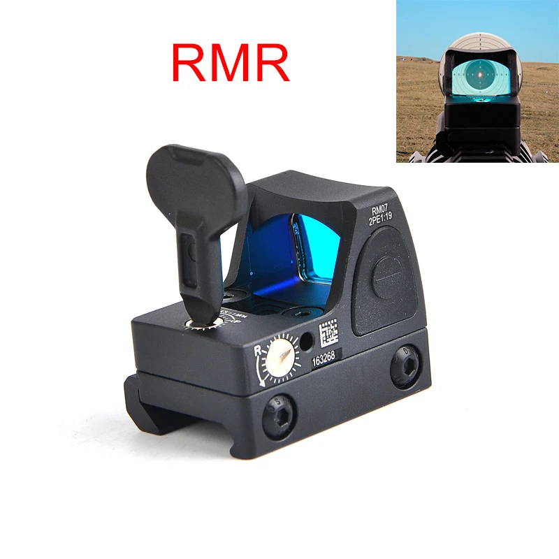 

Trijicon Mini RMR Red Dot Sight Collimator Glock / Shot gun Reflex Sight Scope fit 20mm Weaver Rail For Airsoft / Hunting Rifle
